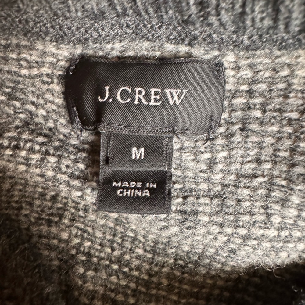 J.Crew 100% Wool Sweater Mens Medium Gray Crewneck Knit Pullover - Picture 3 of 4